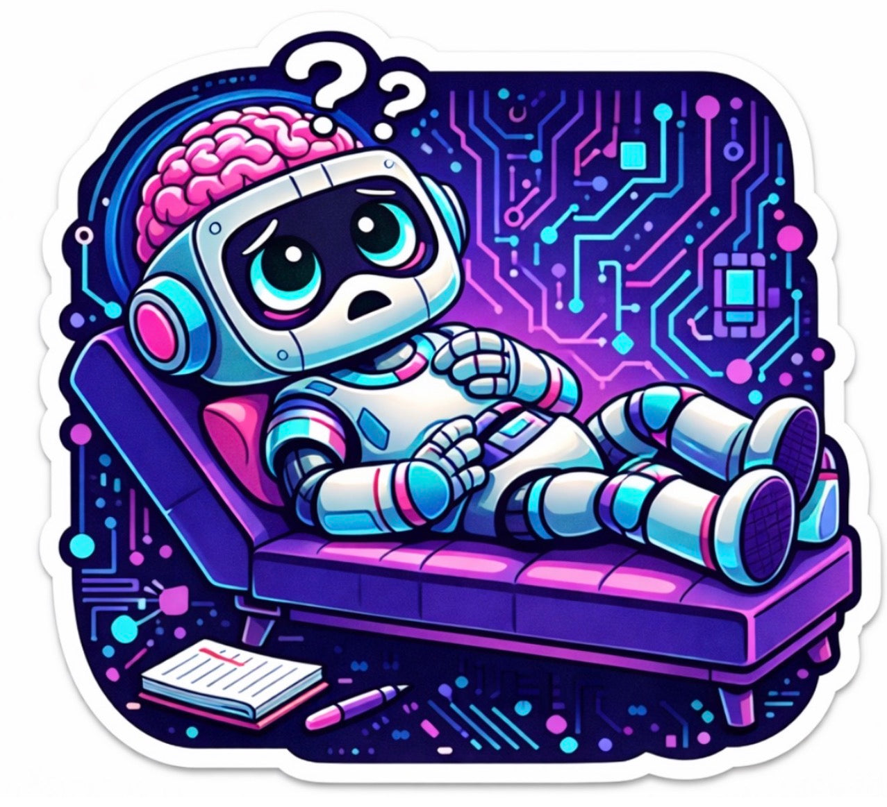 Robot Therapy Session Sticker - Artistic Edition