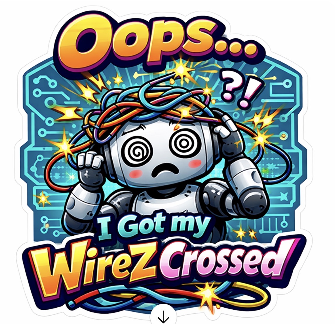 Oops... I Got My WireZ Crossed Sticker