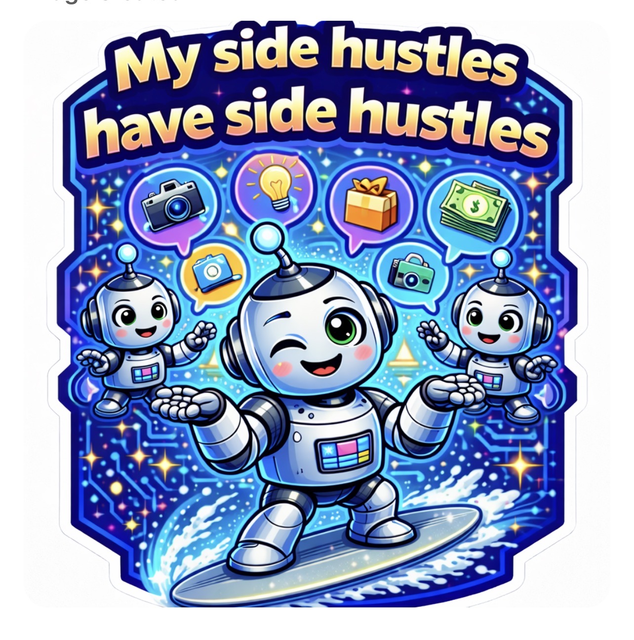 Riding The AI Wave Sticker - Rainbow Board