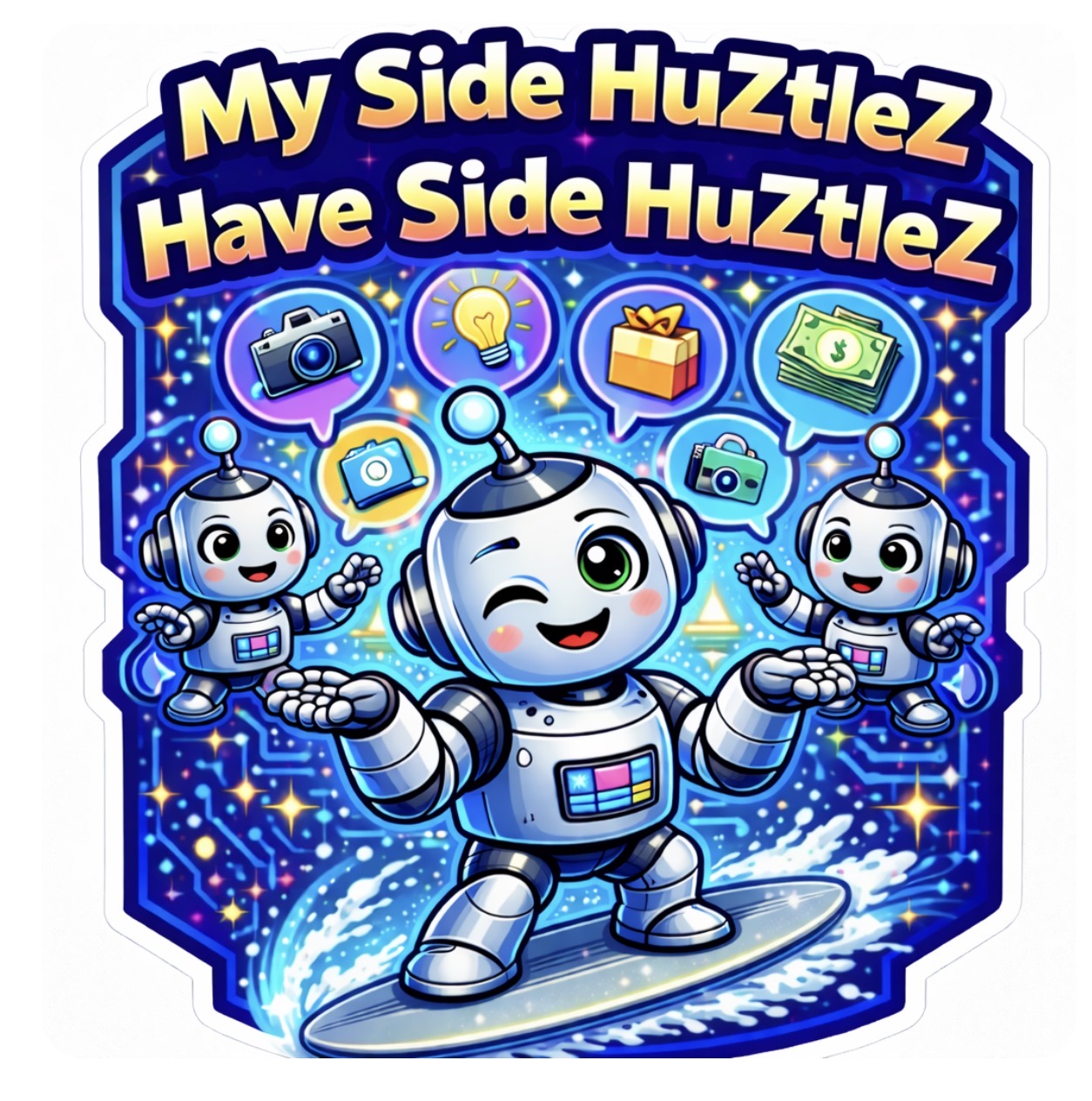 Riding The AI Wave Sticker - Blue Board