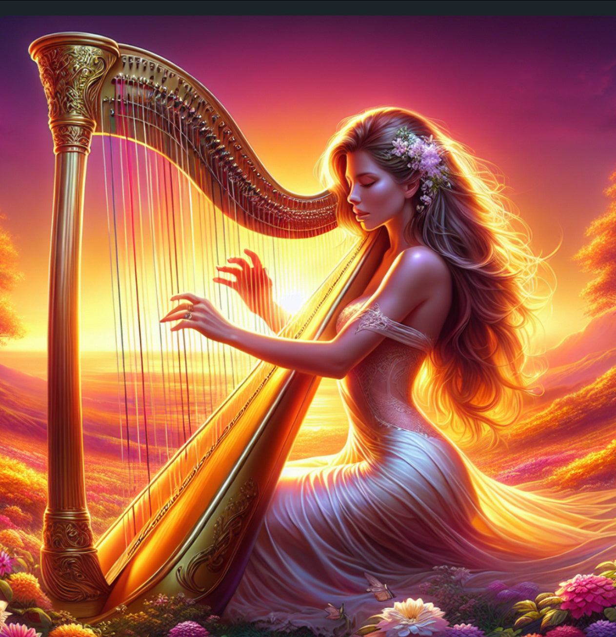 Sunset Harpist