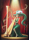 Elegant Harp Skeleton Enchantress