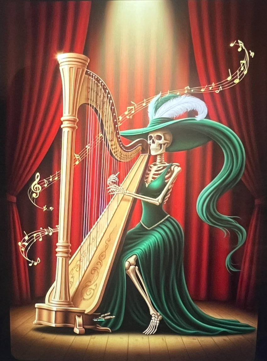 Elegant Harp Skeleton Enchantress